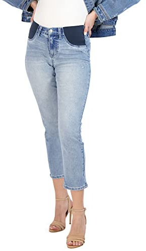 Savi Parker Umstandsjeans für Damen, gerades Bein, elastische Hose mit hoher Taille, Schwangerschaftskleidung für alle Jahreszeiten, 67,3 cm Schrittlänge, Savannah Wash (leicht), S