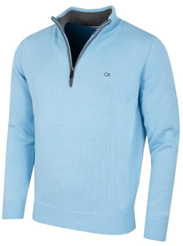 Calvin Klein Herren 1/2 Zip CK Golfpullover – Babyblau – L