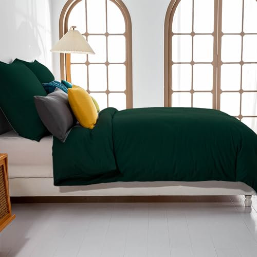 Soifox bettwäsche Dunkelgrün 135x200 - bettwäsche-Sets aus Mikrofaser bügelfrei & knitterfrei mit Reißverschluss 1 Bettbezug 135 x 200 + 1 Kissenbezug 80 x 80 cm