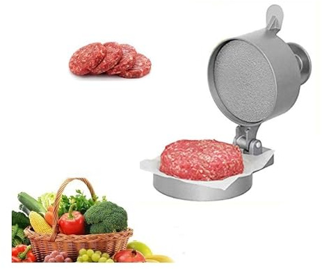 Professional Hamburger Press Patty Maker,Burger Press Adjustable,from 1/4Lb to 3/4Lb, Easy Removal, Single, Non-Stick Heavy-Duty cast Aluminum, for Grilling and Cooking