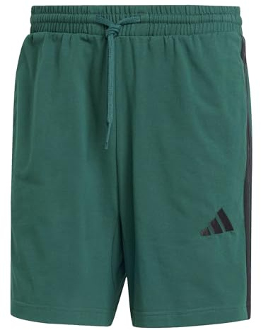adidas Uomo Essential Three Stripes Single Jersey Short 7In Shorts, Collegiate Green/Black, L