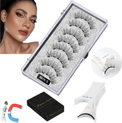 Magnetic Eyelashes with Applicator,No Glue 3D Magnetic Eyelashes Kit,4 Pairs of Reusable Magnetic Eyelashes,Natural Magnetic Eyelashes,3D Magnetic Eyelash Partner Set,Lightweight and Easy to Wear