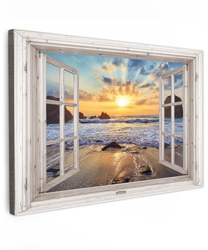 MuchoWow© Cuadros Decoracion Salon Modernos 120x80 cm Dormitorios Cuadro Decorativos de Salon Lienzos Decorativo Decoración Modernos Cabecero Cama Vista - Playa - Mar - Naturaleza