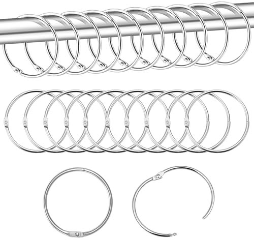 Logei Gardinenringe, 50 Stück Metall Vorhangringe 50 mm Gardinenringe zum öffnen, Duschvorhang Ringe Vorhang Hängend Ringe Rundringe Vorhang für Fenstervorhang Bettvorhang Duschvorhang