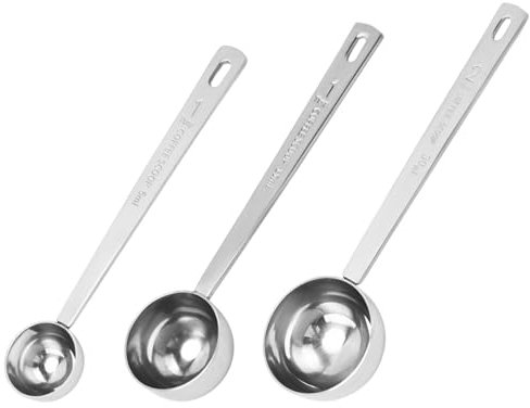 Hwtcjx 3 Stück Kaffeelöffel Portionierer, Messlöffel, 5ml 15ml 30ml Kaffeedosierlöffel Kaffee Kaffeelöffel Edelstahl Kaffeelöffel mit Langem Griff Wiederverwendbar Runder Kaffeelöffel für Abmessen