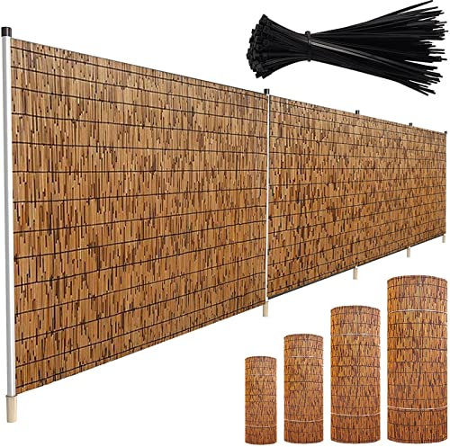 Rouleau de clôture en bambou - 145 x 700 cm - Imperméable - Protection UV - Pour extérieur, jardin, terrasse - Rouleaux de clôture en roseau naturel - 300 x 1000 cm