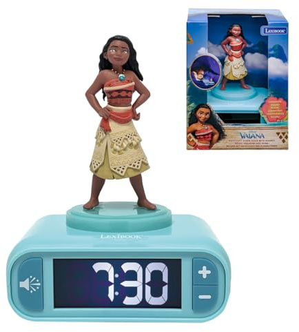 LEXIBOOK, Moana, Moana Nightlight Alarm Clock, Sonidos y Melodías, Pantalla LCD retroiluminada, Luminoso, Snooze, RL800VN