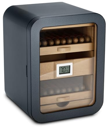 CIGARLOONG Cedar Wood Cigar Humidor Cabinet 4 Layer, Cabinet for 110 Cigars Contain Humidifier&Digital Hygrometer,Luxury Gift for Cigar Lovers (Grey)