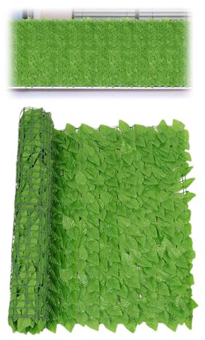 Rollos de cribado de hiedra artificial - valla de hojas artificiales, privacidad de jardín, rejilla decorativa al aire libre para patio trasero, balcón, cubierta de pared, divisor verde para el hogar