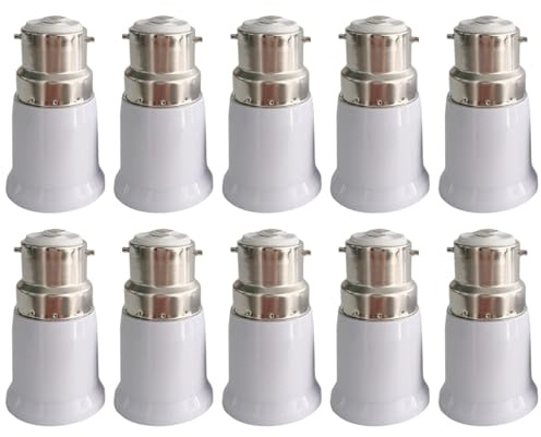 Convertisseur de douille adaptateur de l'ampleur l'ampleur B22 à E27 10pcs 2, 4x1.4 Convertisseur douille 220V 10A 100 ℃ Adaptateur 'ampoule à filetage résistant la chaleur
