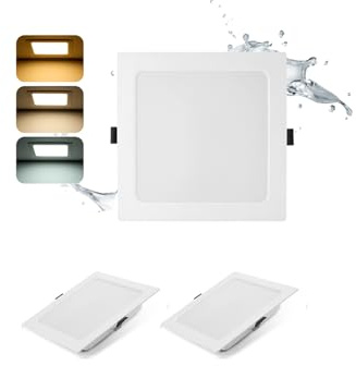 2x Faretti LED da Incasso per Cartongesso Quadrati 16W 3CCT Foro Ø145-160mm