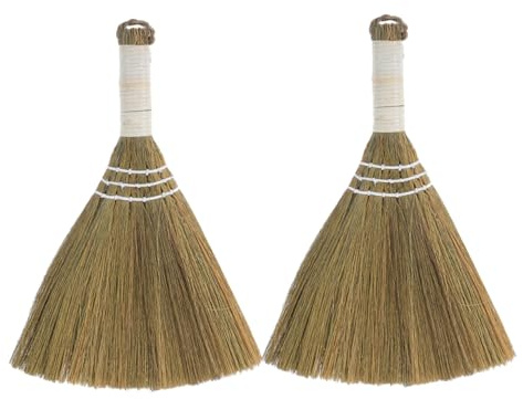 FUNOMOCYA 2pezzi Spazzola Morbida in Scopa Portatile in Miniatura Per Pulizia Dei Pavimenti Setole Paglia Per Pulizia Delicata e Decorazioni