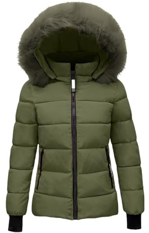 Ladies Coats, Winter Faux Fur Coats for Women Uk - Ladies Short Quilted Padded Puffer Jacket, Womens Down Coat, Winter Jackets for Women Uk Plus Size