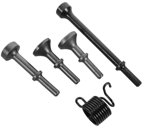 WATIIFUFU Kit 5 Burins Pneumatiques pour Marteau à Air 150/190/250 Ressort de Retenue en Acier Embouts Plats et Ovales pour Lissage et Rivetage Accessoires Compatibles Outils Pneumatiques