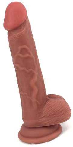 7.48 Inch Dìldø Söft Sîlîkön Wēllnëss Mãsságér wîth Sûctîön Cüp Sěxlēksáker for kvïnnór Kinnä mâsságéstav Šëlf Cårē Tøýs Wåtērprøøf Êåsürün tø Claw ëån Klîk tãtã rislêksâk