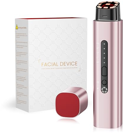 Aparato Radiofrecuencia Facial Profesional, 5 en 1 Masajeador Facial de Microcorriente, Dispositivo Eléctrico Antiacné, Antiarrugas, Reafirmante y Lifting para Rostro y Cuello (Oro rosa)