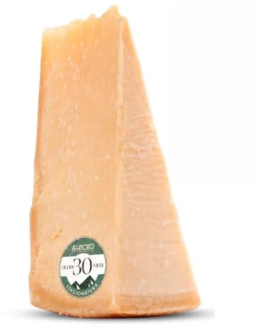 GUSTOEMILIA Mountain Parmigiano Reggiano Ost 30 Månader Lagrad - Idealisk för Pasta, Bröd, Sallader, Snacks och Frukter - Italiensk Lagrad Parmesanost 2,2 lb (1 kg)