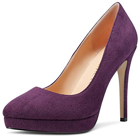 Castamere Escarpins Plateforme Femme Mode Aiguille Talon Hauts 12CM Heel Shoes Violet Suède Chaussures EU 37.5
