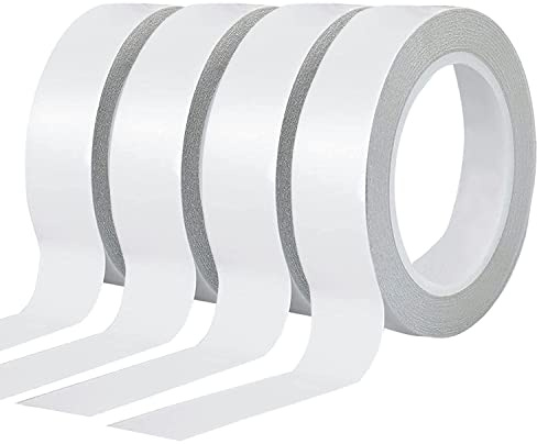 YISUMEI Selbstklebeband mit 4 Rollen von Doppelseitigem Klebeband zum Nähen, Basteln, Handarbeit, Jede Rolle für 25 mm x 25 Meter Weiß