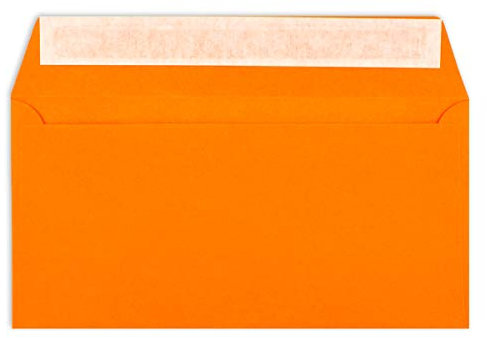 50 DIN Lang Brief-Umschläge Orange - 11 x 22 cm - 120 g/m² Haftklebung Standard Brief-Kuverts für Taufe & Einladungen von Ihrem Glüxx-Agent