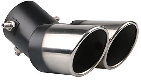 ETOPARS 63mm Auspuffblende Auto Universell Auspuff Schalldämpfer Endrohr Edelstahl Auspuffrohr Endschalldämpfer Auspuffendrohr Doppel Auslass Biegen Silber
