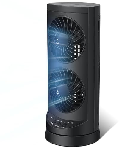 Personal Tower Cooling Fans that Blow Cold Air, Standing Small Desk Fan with 3 Speeds & Timer, 60° & 110° Oscillating Table Fan, Quiet and Safe Electric Floor Fan for Bedroom, Bedside, Home, Office