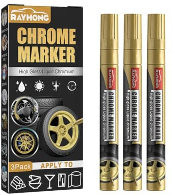 Marqueur de Peinture Acrylique Doré, Marqueurs Métalliques Feutres, Marqueur Peinture Permanent Universel Imperméable, Stylo de Peinture pour Pneus, Pierre, Métal,Toile,Verre,Céramique,Bois,Cuir