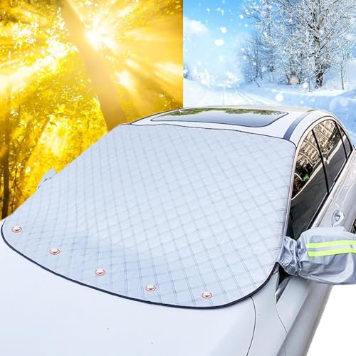 Tsinhu Cubierta para Parabrisas de Automóvil, con Cubierta para Espejo Retrovisor, Cubierta para Nieve Extra Grande y Gruesa, Talla única para SUV, Camión, Automóvil, Vehículos Grandes o Pequeños