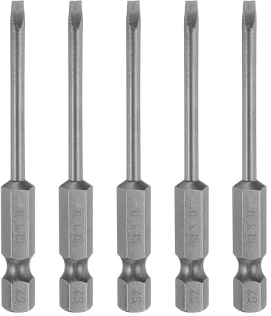 QUARKZMAN 5 Piezas de Puntas de Destornillador Magnético de Ranura Sl3 de 3 mm de Acero S2 para Destornillador de Cabeza Plana con Vástago Hexagonal de 1/4 de 2.6 de Largo