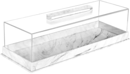 Colcolo Bakery Display Case Serving Tray Acrylic Rectangular Dessert Display Plate Dessert Cake Tray for Store Party Cupcake Cookie, White