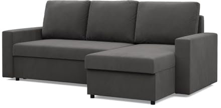 Mebligo - Ecksofa mit Schlaffunktion und Bettkasten 231 x 140 x 85 cm NEO Kollektion, Wohnlandschaft, Sofa L Form, Universal (Links und Rechts), Wohnzimmer Couch, Grau