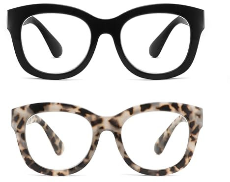 SINSPORT eyewear Lesebrille Damen Herren, übergroße Computerbrille, Anti-Blaulicht-Brille, 2er-Pack 2.00x