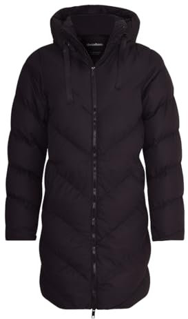 Spindle Womens Mid Length Padded Coat Pocket Quilted Puffer Jacket with Hood Black M