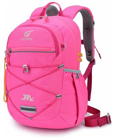 SKYSPER Rucksack Kinder für Jungen Mädchen ab 6-10 Jährige 18L Kinderrucksack Wanderrucksack Kinder mit Brustgurt für Schule Outdoor Reise,Rosa