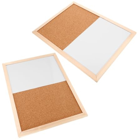 DIYEAH 2piezas Pizarra Blanca De Borrado Seco y Corcho Tablero Combinado Para Puertas Mural Escritorio