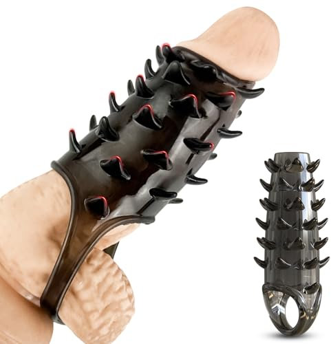 BDSMJOY Guaine per pene con struttura a punte per l'ingrandimento del pene, prolunga il tempo e migliora la resistenza, guaina per pene giocattolo erotico per il sesso, anello per il pene per coppie