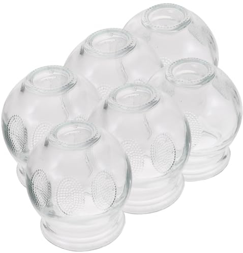 HIAKDOFT Kit De Thérapie Par Ventouses 6 Ventouses En Verre Épais, Effet De Succion Puissant, Pour Massage Et Activation Musculaire à Domicile