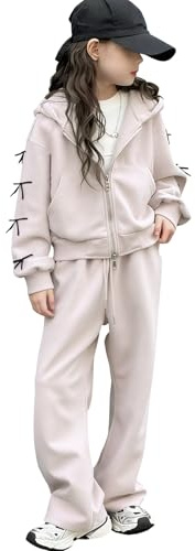 SXSHUN Ensemble d’Entraînement Enfants Fille Survêtement Extérieur avec Papillon Costume 2 Pièces Pantalon de Jogging et Sweatshirt à Capuche pour le Printemps Automne