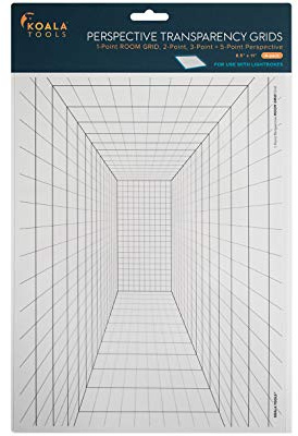 Koala Tools | Perspective Grid Transparency Sheets (Variety Pack of 4) - 8.5 x 11 | Overhead Projector and Light Box Transparencies - Tracing Film for Sketching & Drawing