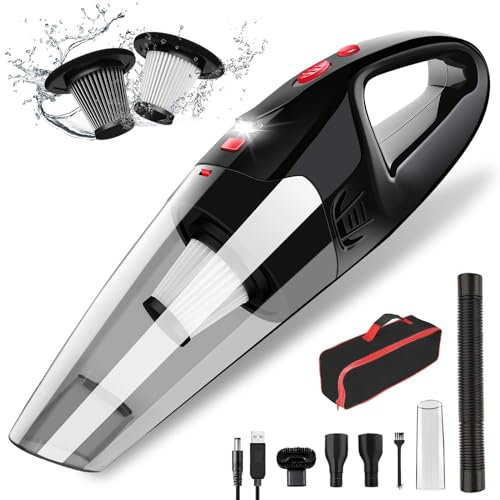 AOKBON Aspirateur à Main sans Fil Rechargeable Aspirateur Puissant Portable 120W 8500Pa avec Filtre HEPA Lampe LED pour Maison Bureau Table Voiture Canapé