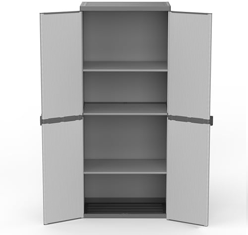 Mongardi: Armadio in resina di PVC e PP, 2 Ante, 3 Ripiani, Facile da Montare, Modular System, Resistente, Adatto ad ambienti Interni ed Esterni, 68L x 40P x 165H cm, Grigio e Nero