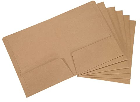 PATIKIL Two-Pocket Folders, 6 Pack A5 Size Letter Files Portfolio Storage Organizer Folder for Office Business, Brown