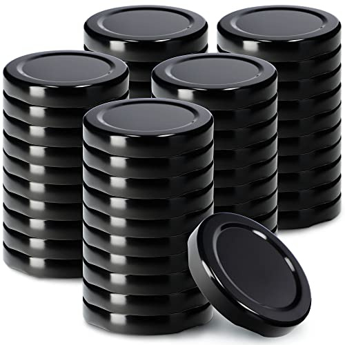KADAX 50-pack skruvlock TO53 för glas 53 mm svart – Twist-Off reservlock för 115 ml glas och juiceflaskor, lufttät och diskmaskinstålig