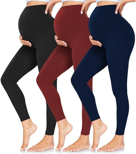 CTHH Women's Maternity Leggings Over The Belly Pregnancy Yoga Pants Activewear Workout Leggings, Black Navy Blue Burgundy, Fall Winter Warm Tights Pregnancy Must Haves Outfits with Clothes, Jeans
