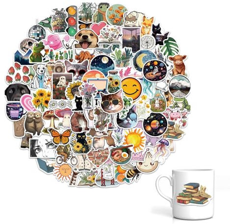 Graffiti Lustig Aufkleber, 100 Stück Sticker Set,Vinyl sthetische wasserdichte Sticker,Sticker Aesthetic für Wasserflasche Laptop Tagebuch Minimalistische Vsco Ästhetik Aufkleber