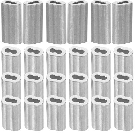 CLENEA Drahtseilhülsen aus Aluminium, Crimpschlaufenhülsen, Kabelhülsen, Aderendhülsen, Drahtseil-Crimpwerkzeug, Drahtseil, Kabelleitung, 100 Stück