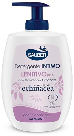 Sauber - Sauber Detergente Intimo Lenitivo con Tecnologia Antiodore, Formula Ph 5, Ingredienti 100% Naturali, Estratto di Echinacea - 250 ml
