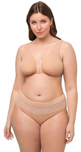 Ulla Popken Damen Bustier, Vorderverschluss, Cup C/D-E/F, gelb, 125