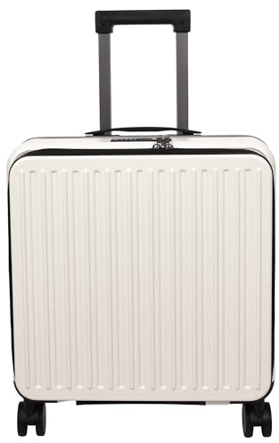 A1 FASHION GOODS Pilot Case Hard PC Laptop Bag 4 Wheels Cabin Size Business Travel Luggage Scoot (Off White)