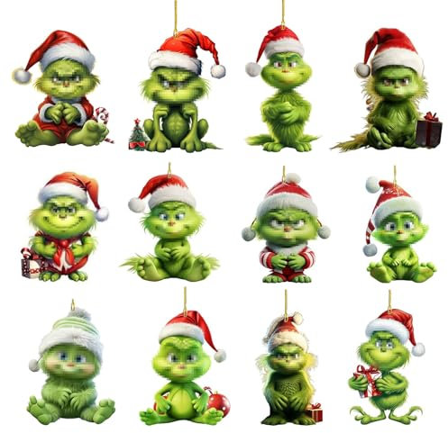 Décorations de noël à Suspendre pour Sapin de noël grin-ch 2D, Ornement Suspendu, décorations Amusantes pour la Maison, Les Vacances